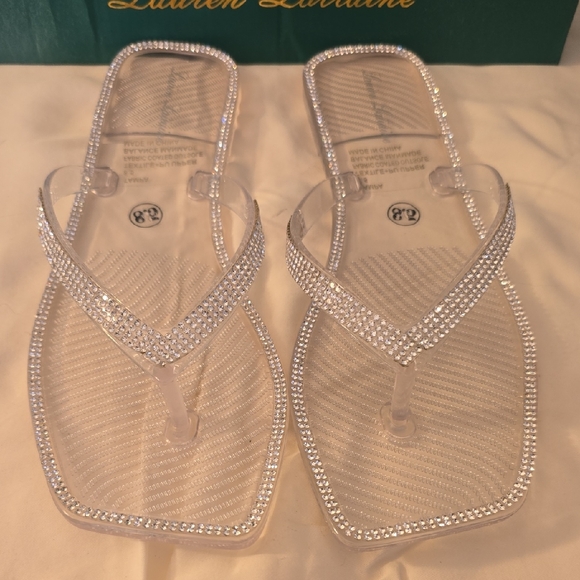 Lauren Lorraine Tampa Jelly Clear Flat Rhinestone Size 8.5 NIB - Picture 1 of 7